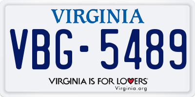 VA license plate VBG5489