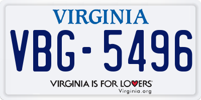 VA license plate VBG5496