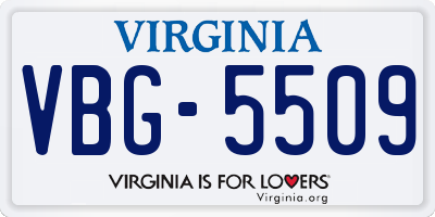 VA license plate VBG5509