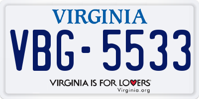 VA license plate VBG5533