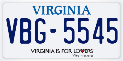 VA license plate VBG5545