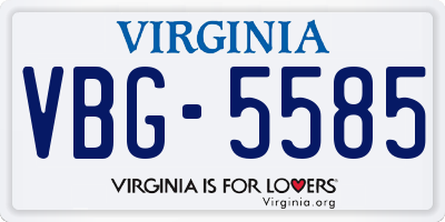 VA license plate VBG5585