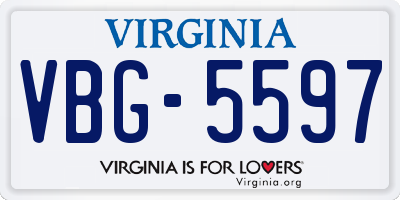 VA license plate VBG5597