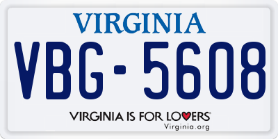 VA license plate VBG5608