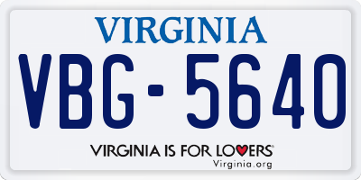 VA license plate VBG5640