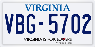 VA license plate VBG5702