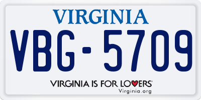 VA license plate VBG5709