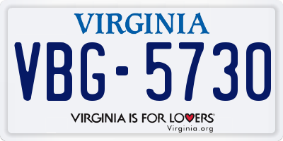 VA license plate VBG5730