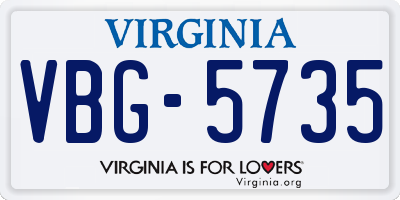 VA license plate VBG5735