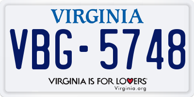 VA license plate VBG5748