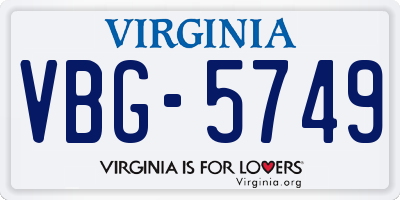 VA license plate VBG5749