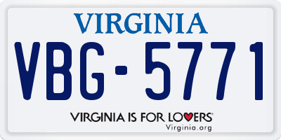 VA license plate VBG5771