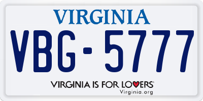 VA license plate VBG5777