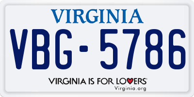 VA license plate VBG5786