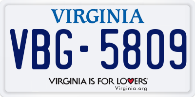 VA license plate VBG5809