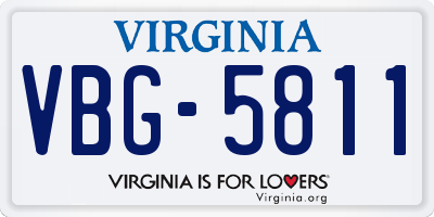 VA license plate VBG5811