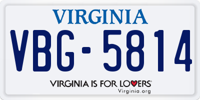VA license plate VBG5814