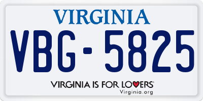 VA license plate VBG5825