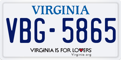 VA license plate VBG5865