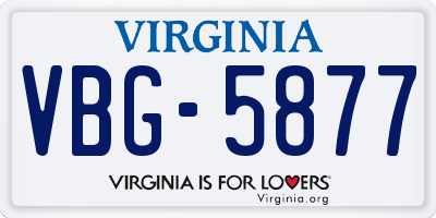 VA license plate VBG5877
