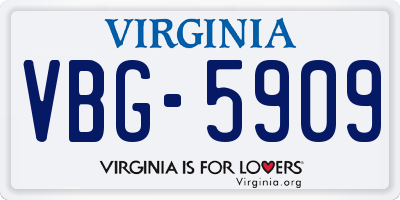 VA license plate VBG5909