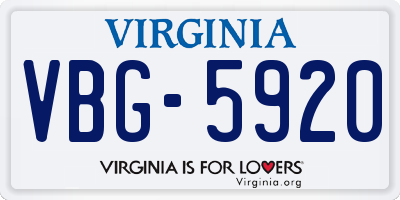 VA license plate VBG5920
