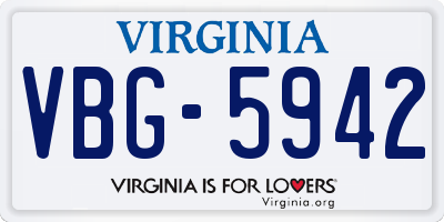 VA license plate VBG5942