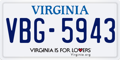 VA license plate VBG5943