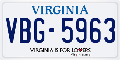 VA license plate VBG5963