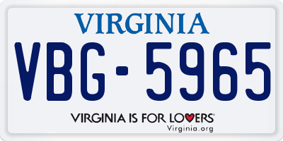 VA license plate VBG5965