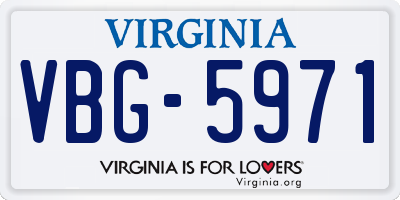 VA license plate VBG5971