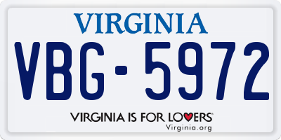 VA license plate VBG5972