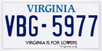 VA license plate VBG5977