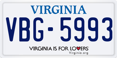 VA license plate VBG5993