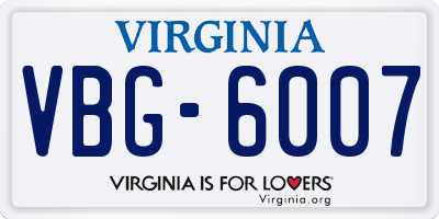 VA license plate VBG6007