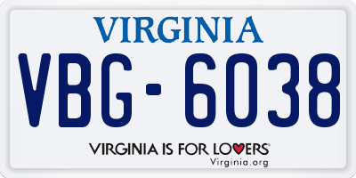 VA license plate VBG6038
