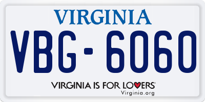 VA license plate VBG6060