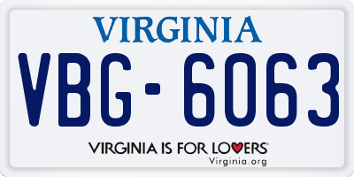 VA license plate VBG6063