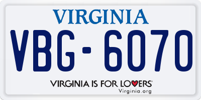 VA license plate VBG6070