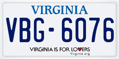 VA license plate VBG6076