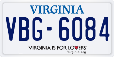 VA license plate VBG6084