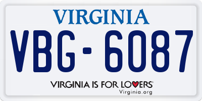 VA license plate VBG6087