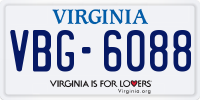 VA license plate VBG6088
