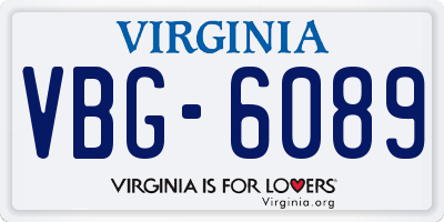 VA license plate VBG6089