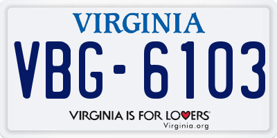 VA license plate VBG6103