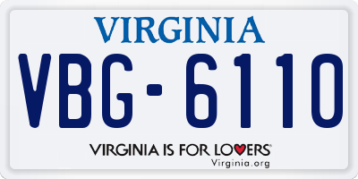 VA license plate VBG6110