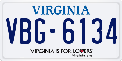 VA license plate VBG6134
