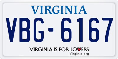 VA license plate VBG6167