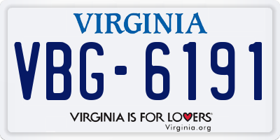 VA license plate VBG6191