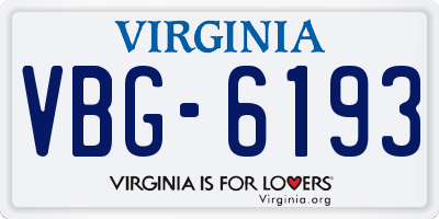 VA license plate VBG6193
